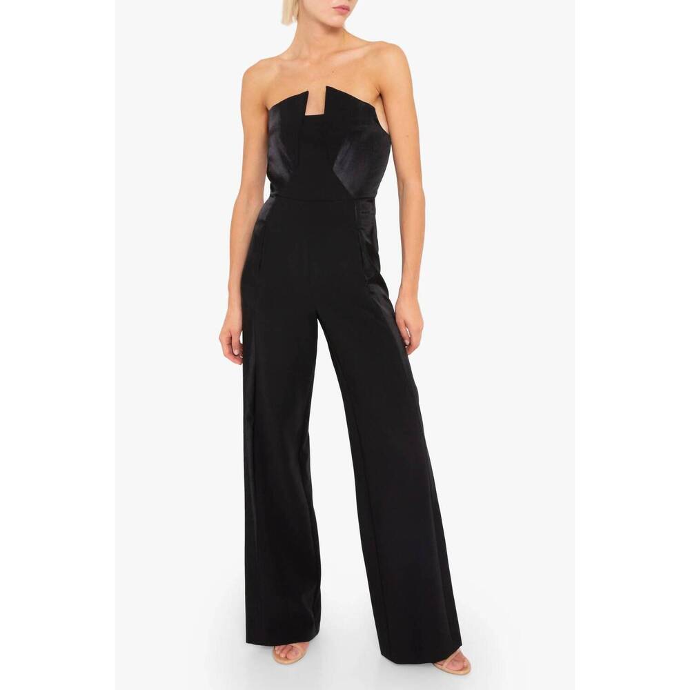 NEW BLACK HALO women's lena color block jumpsuit in black